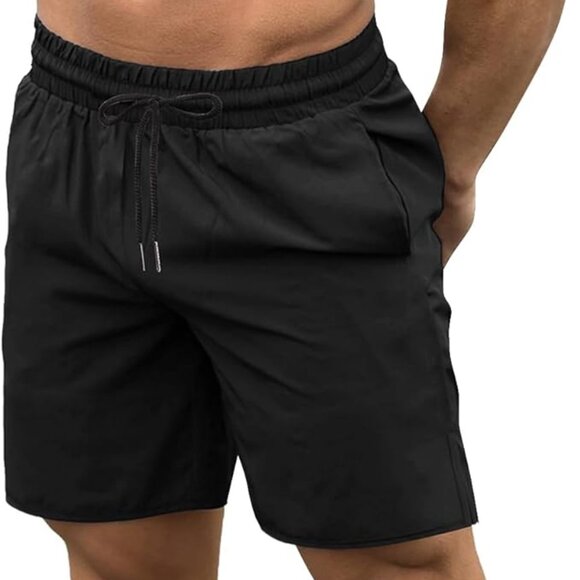 Men's Black Workout Shorts (7 Inch Inseam) - Picture 1 of 5